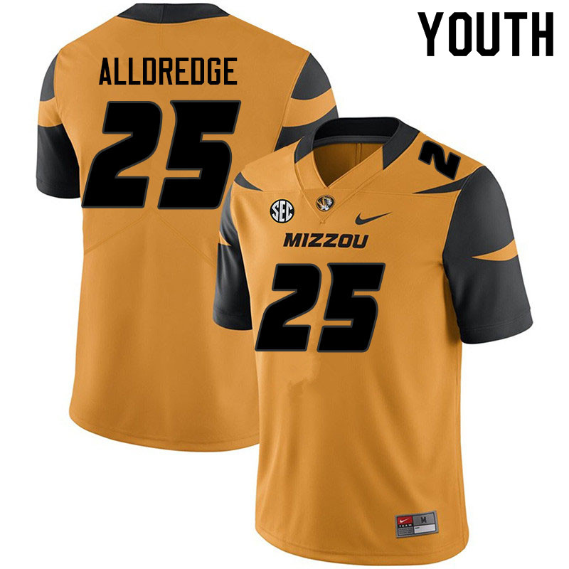 Youth #25 Blaze Alldredge Missouri Tigers College Football Jerseys Sale-Yellow